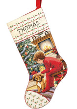 Load image into Gallery viewer, DIY Janlynn Waiting for Santa Christmas Counted Cross Stitch Stocking Kit 0243