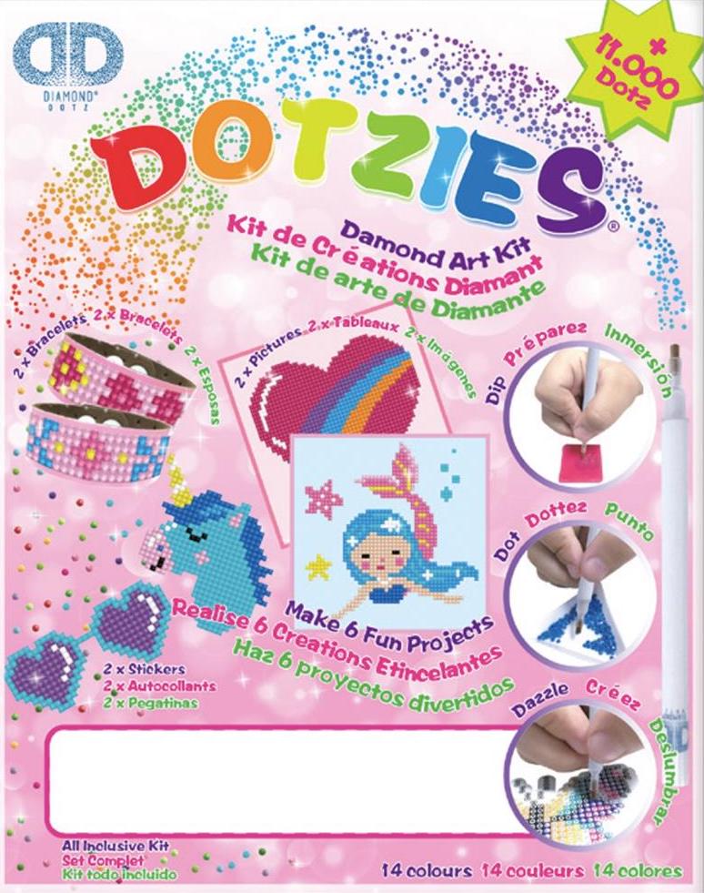 DIY Diamond Dotzies Pink Bracelet Sticker Picture Facet Art Kids Craft Combo Kit