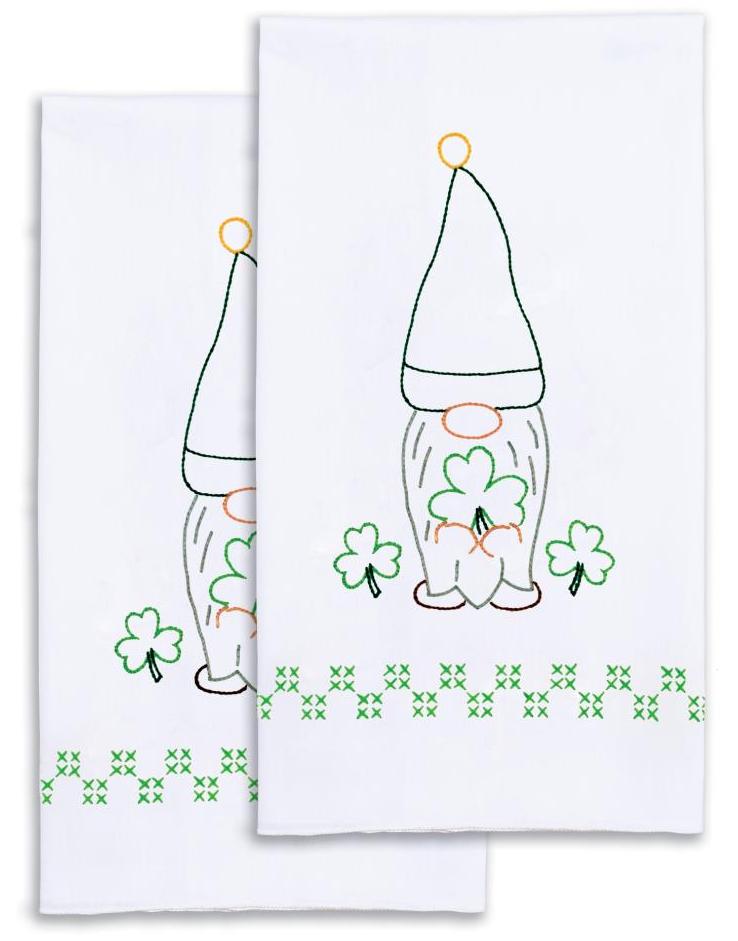 DIY Jack Dempsey St Patricks Day Gnome Stamped Embroidery Hand Towel Kit 320612