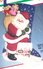 DIY Bucilla Here He Comes Santa Chimney Christmas Eve Felt Stocking Kit 82520