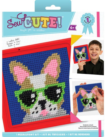 DIY Sew Cute Dog Puppy Kids Beginner Starter Needlepoint Kit with Frame 6