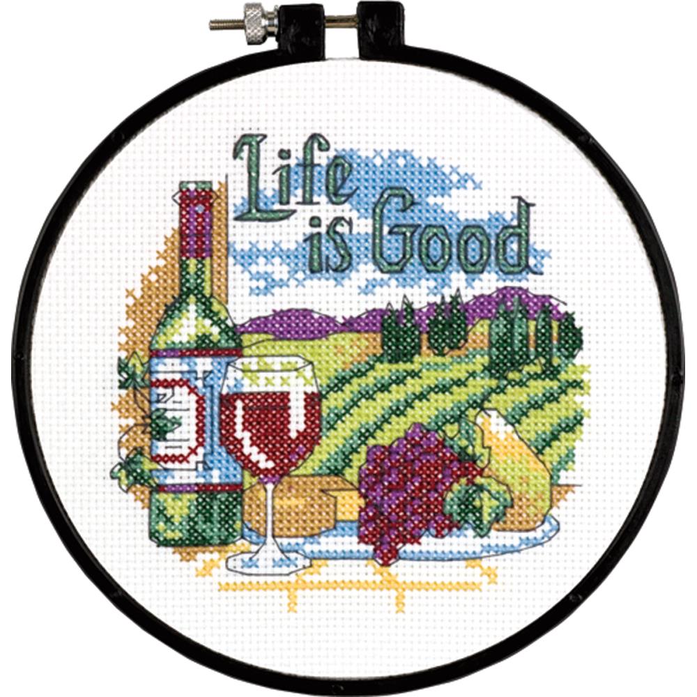 DIY Dimensions Life is Good Wine Grapes Vineyard Counted Cross Stitch Kit 73545