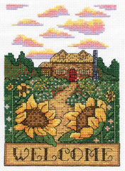 DIY Design Works Welcome Sunflowers Farmhouse Counted Cross Stitch Kit 3451