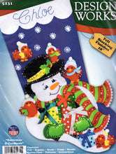 Load image into Gallery viewer, DIY Design Works Snowman &amp; Cardinals Holiday Christmas Felt Stocking Kit 5231