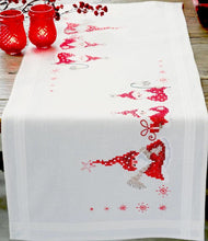 Load image into Gallery viewer, DIY Repack Vervaco Christmas Gnomes Santa Stamped Cross Stitch Table Runner Kit