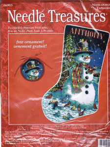DIY Needle Treasures Feathered Friends Snowman Needlepoint Stocking Kit 06903
