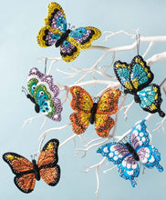 Load image into Gallery viewer, DIY Bucilla Butterfly Garden Spring Blue Orange Purple Tree Ornament Kit 89488E