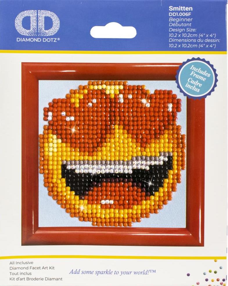 DIY Diamond Dotz Smitten Heart Emoji Kids Beginner Facet Art Craft Kit Frame 4