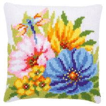 Load image into Gallery viewer, DIY Vervaco Colorful Spring Flowers Cross Stitch Needlepoint 16&quot; Pillow Top Kit