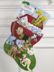 DIY Bucilla Noahs Ark Animals Religious Christmas Felt Stocking Kit 86976E