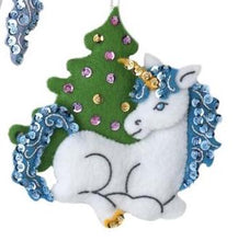 Load image into Gallery viewer, DIY Bucilla Santas Unicorn Rainbow Christmas Holiday Felt Ornament Kit 89280E
