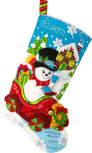 Load image into Gallery viewer, DIY Snowman Deliveries Car Snow Driving Christmas Eve Felt Stocking Kit 89456E