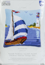 Load image into Gallery viewer, DIY Vervaco Sailboat Lighthouse Chunky Needlepoint Cushion Pillow Top Kit 16&quot;