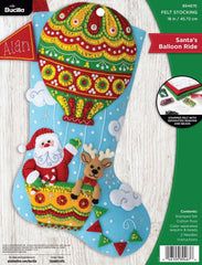 DIY Bucilla Santas Balloon Ride Hot Air Fly Christmas Felt Stocking Kit 89467E