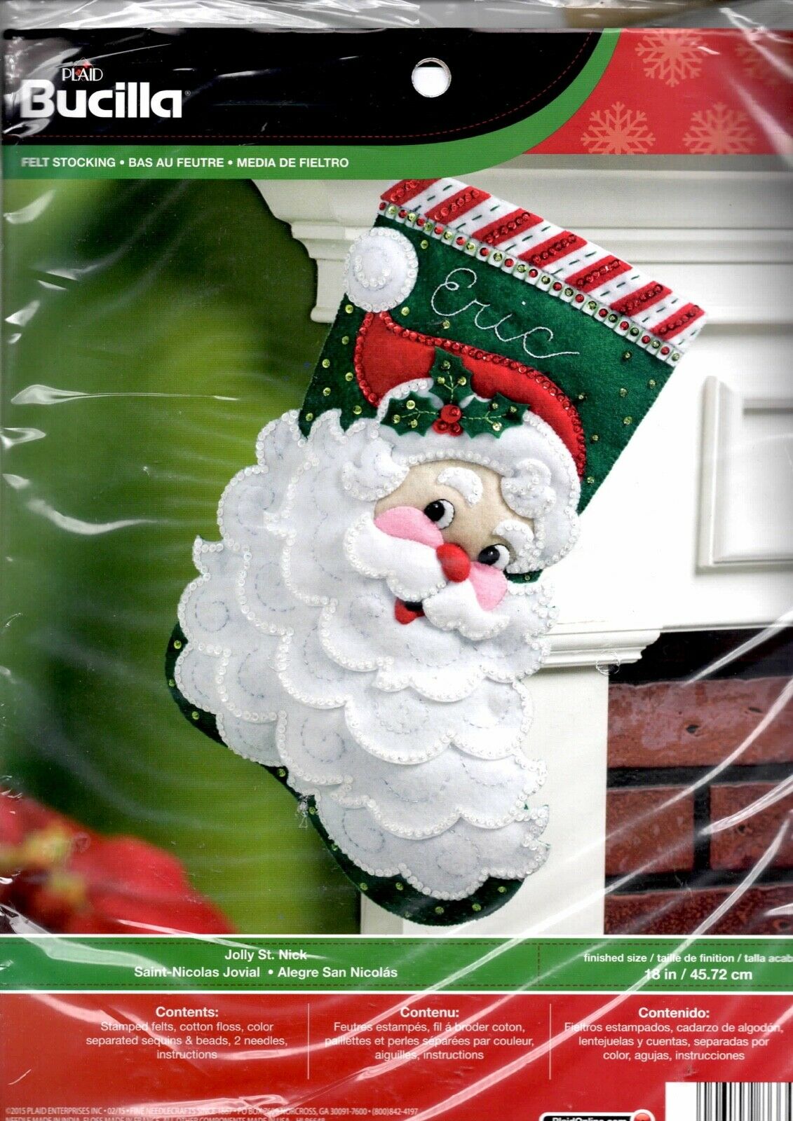 DIY Bucilla Jolly St Nick Santa Face Beard Christmas Felt Stocking Kit