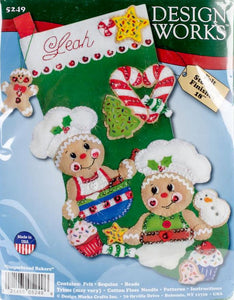 DIY Design Works Gingerbread Bakers Christmas Cookies Felt Stocking Kit 5249