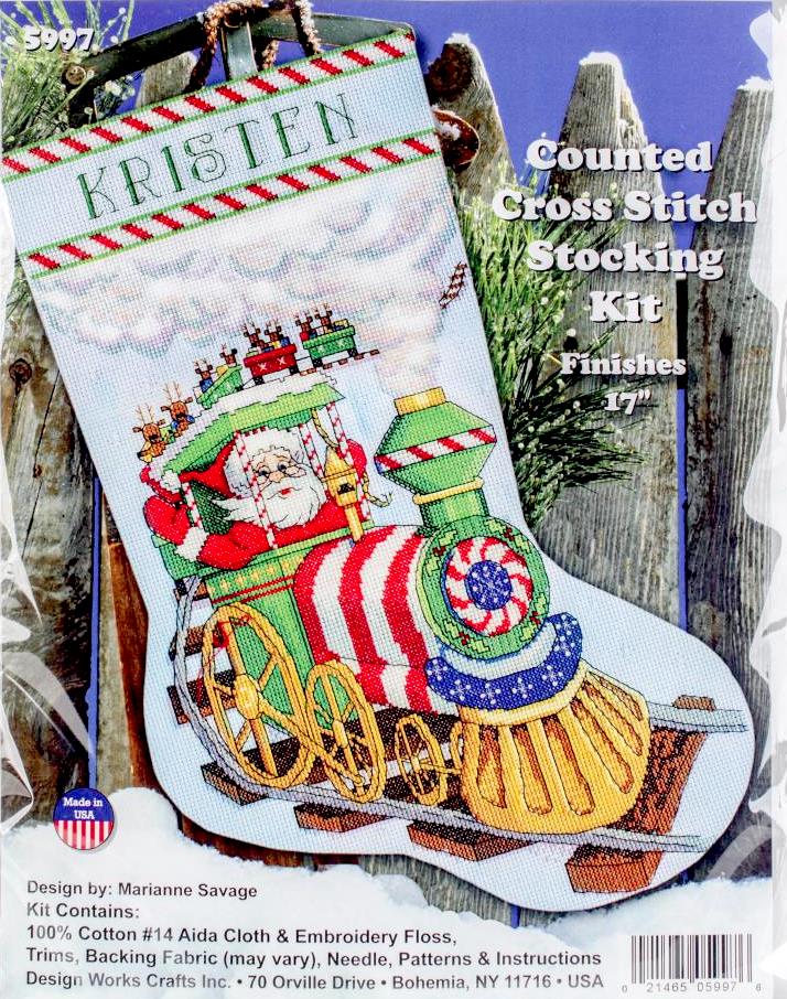 SANTA TRAIN by Design Works Counted Cross Stitch Stocking Kit
