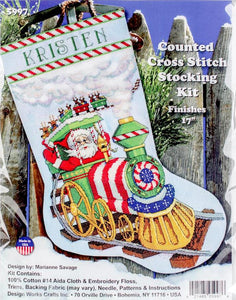 DIY Design Works Santas Train Christmas Counted Cross Stitch Stocking Kit 5997