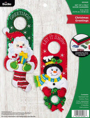 DIY Bucilla Christmas Greetings Santa Snowman Hanger Felt Wall Craft Kit 89286E