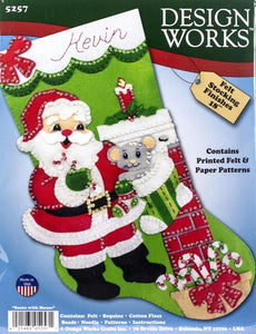 DIY Design Works Santa with Mouse Fireplace Christmas Eve Felt Stocking Kit 5257