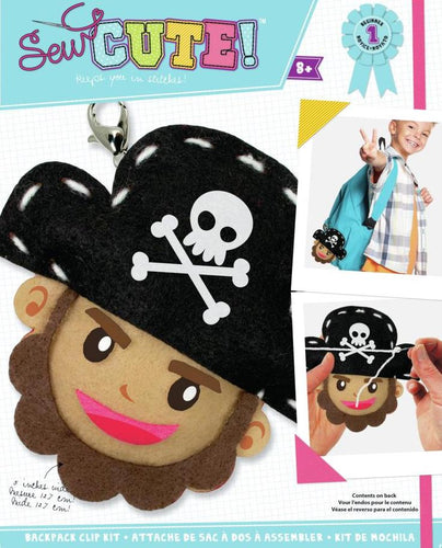 DIY Sew Cute Pirate Kids Beginner Starter Felt Backpack Clip Kit School Craft