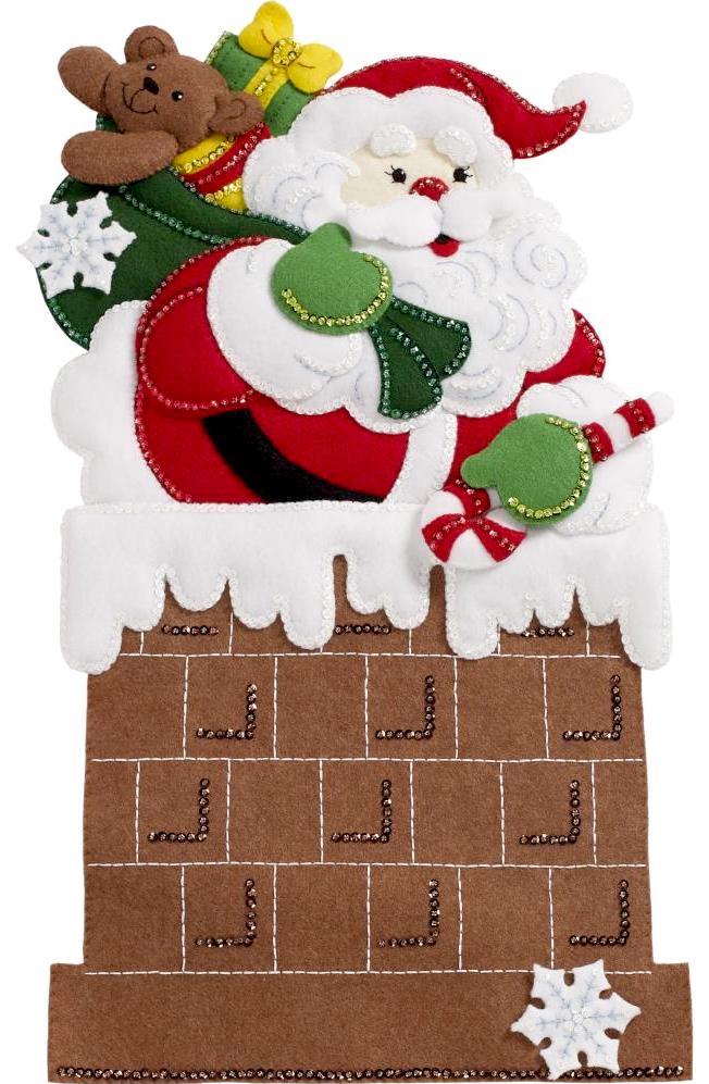 DIY Bucilla Down the Chimney Santa Christmas Wall Hanging Felt Craft Kit