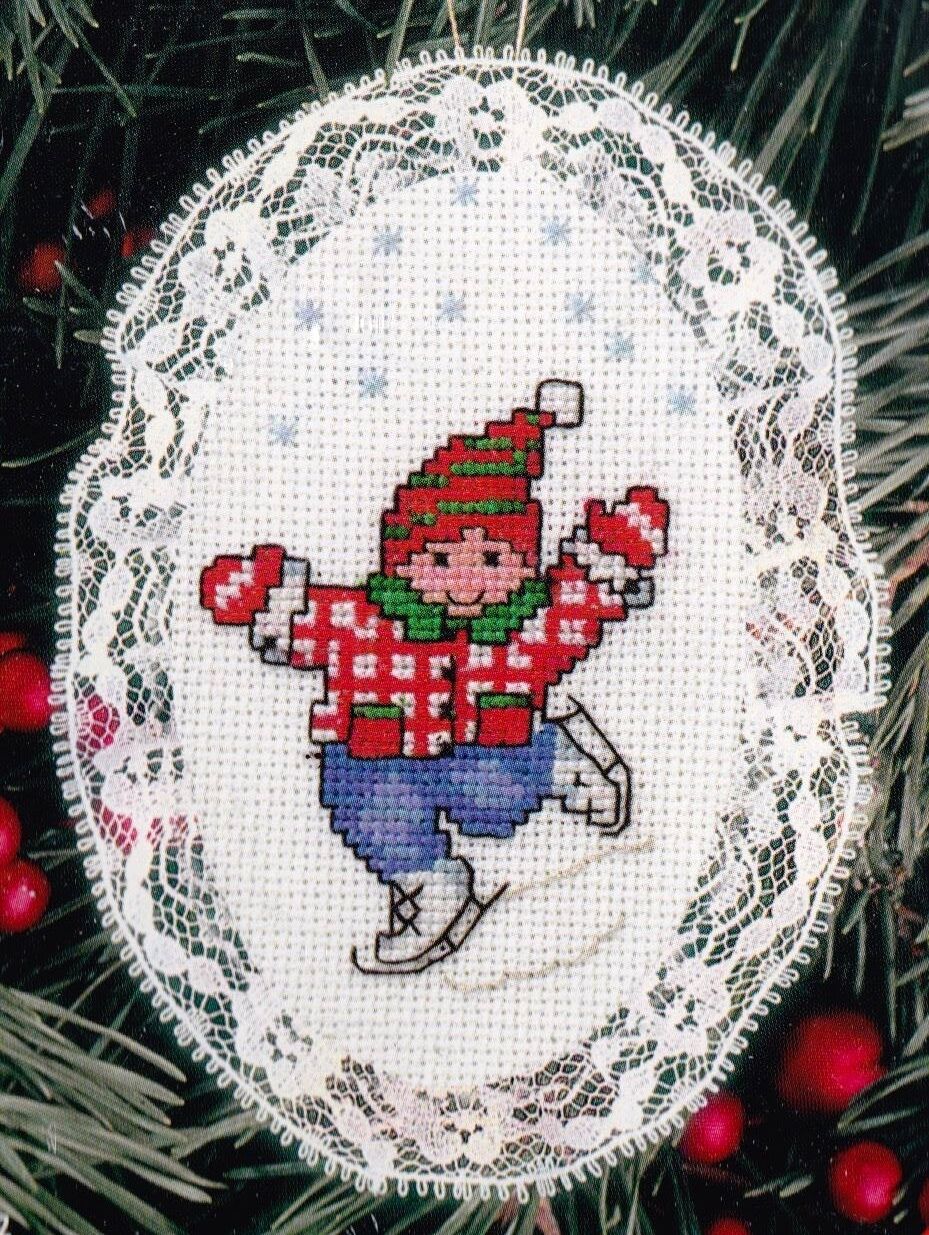DIY Ice Skating Counted Cross Stitch Skater Christmas Lace Tree Ornament Kit