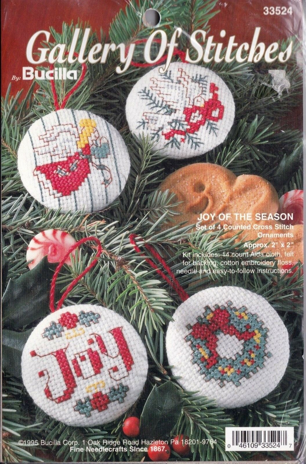 DIY Bucilla Joy of the Season Christmas Counted Cross Stitch Ornament Kit