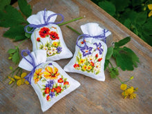 Load image into Gallery viewer, DIY Vervaco Summer Flowers Spring Potpourri Gift Bag Counted Cross Stitch Kit