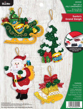 Load image into Gallery viewer, DIY Bucilla Santas Grand Sleigh Bell Christmas Holiday Felt Ornaments Kit 89055E
