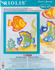 DIY Riolos Tropical Fish Ocean Kids Embroidery Beaded Beginner Starter Kit 6"x7"