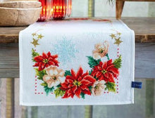 Load image into Gallery viewer, DIY Vervaco Christmas Flowers Poinsettia Counted Cross Stitch Table Runner Kit