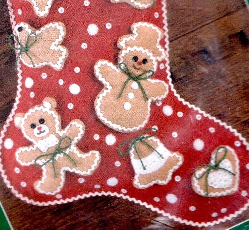 DIY Bucilla Gingerbread Cookies Christmas Holiday Sweets Felt Stocking Kit 32963