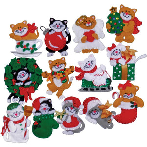 DIY Design Works Lots of Cats Kittens Christmas Holiday Felt Ornament Kit 5396