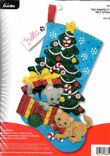 Load image into Gallery viewer, DIY Bucilla Pawfect Gift Cats Kittens Christmas Tree Felt Stocking Kit 86899E