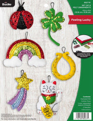 DIY Bucilla Feeling Lucky Rainbow Shamrock Ladybug Star Felt Ornament Kit 89277E