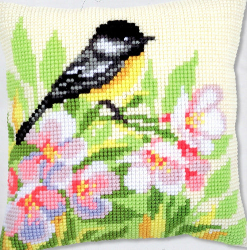 DIY Vervaco Tit & Blossoms Yarn Cross Stitch Needlepoint 16