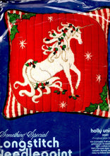 Load image into Gallery viewer, DIY Candamar Holly Unicorn Longstitch Needlepoint Pillow Top Kit