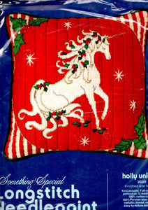 DIY Candamar Holly Unicorn Longstitch Needlepoint Pillow Top Kit