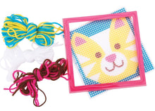Load image into Gallery viewer, DIY Sew Cute Cat Kitten Kids Beginner Starter Needlepoint Kit with Frame 6&quot; x 6&quot;