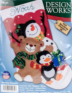 DIY Design Works Holiday Friends Snowman Christmas Felt Stocking Kit 5232