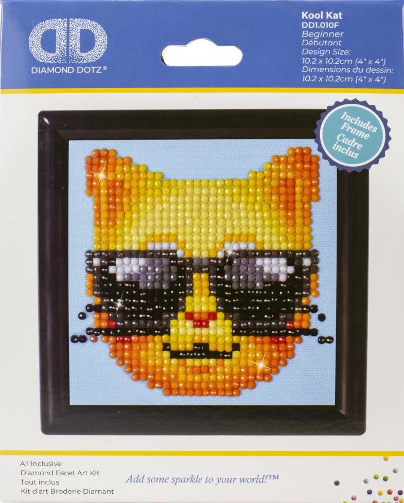 DIY Diamond Dotz Kool Kat Cat Kitten Kids Beginner Facet Craft Kit with Frame 4