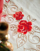 Load image into Gallery viewer, DIY Vervaco Roses Flowers Christmas Rose Stamped Embroidery Table Runner Kit