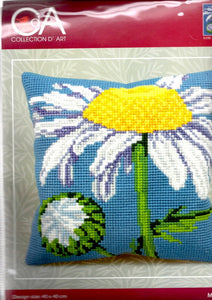 DIY Collection D'Art Marguerite Flower Needlepoint 16" Pillow Top Kit