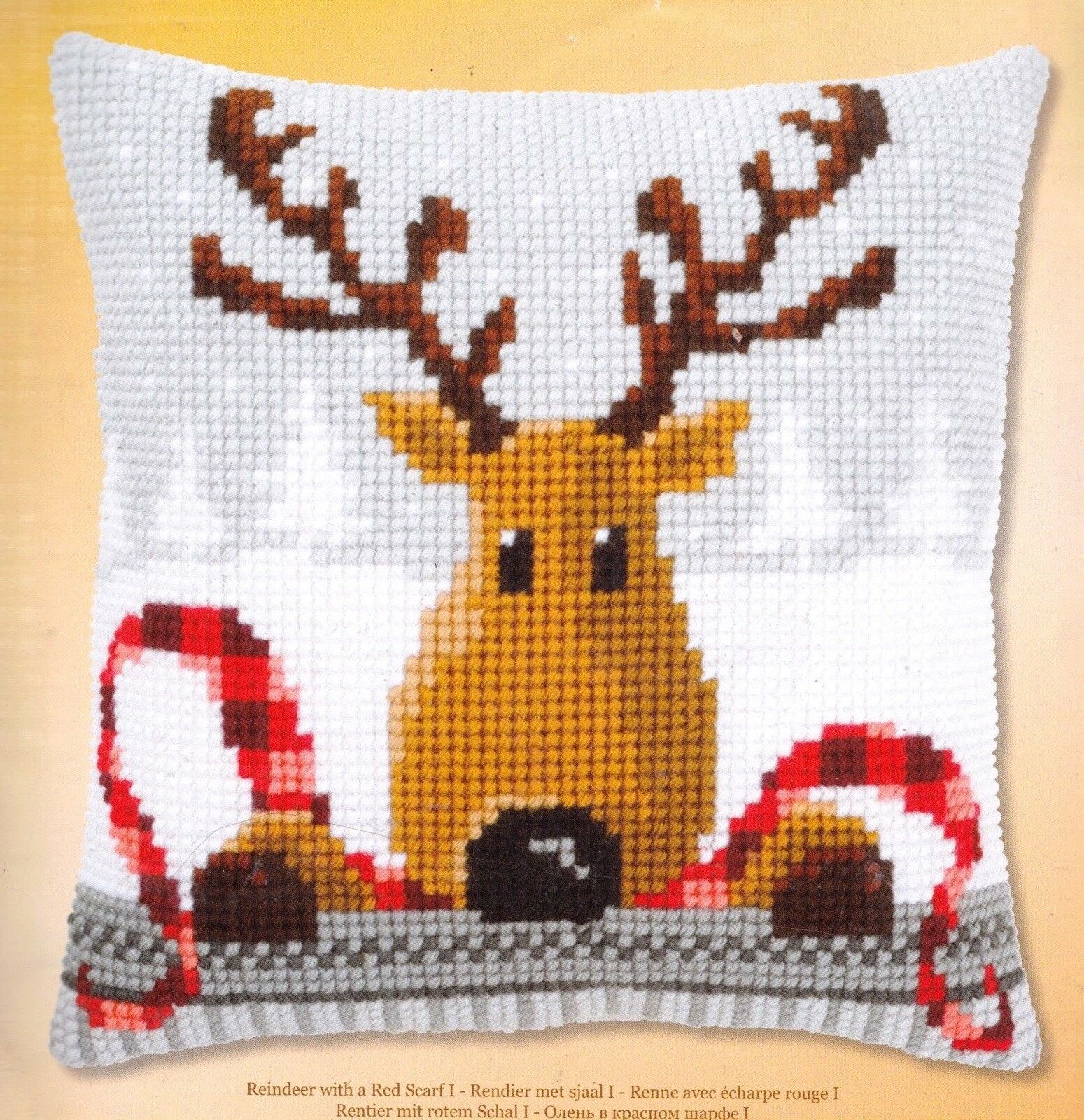 DIY Vervaco Reindeer Red Scarf Deer Cross Stitch Needlepoint 16