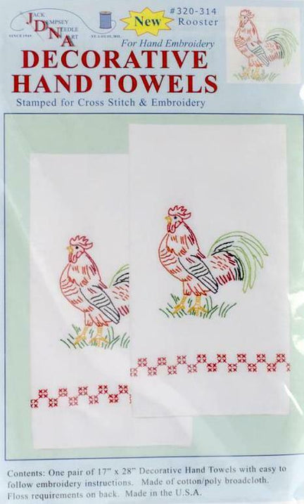 DIY Jack Dempsey Rooster Chicken Stamped Cross Stitch Guest Hand Towel Kit