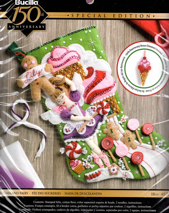 DIY Bucilla Sugarland Fairy Candy Ballerina Christmas Felt Stocking Kit 86714