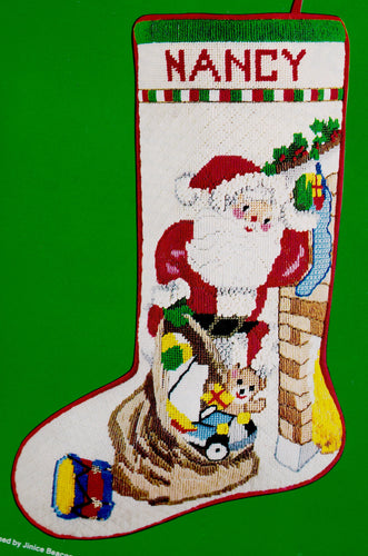 Needlepoint Stocking Kit, Santa Needlepoint Stocking Kit, Santa Claus  Stocking Kit, Vintage Needlepoint Stocking Kit, Old St. Nick Stocking 