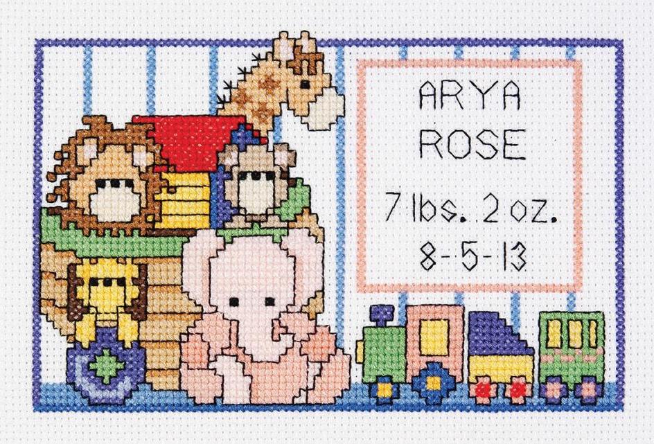 Janlynn Birth Announcement 14 Ct Counted Cross Stitch Kit 9 X 12 NEW 
