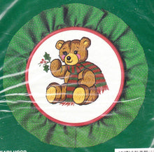 Load image into Gallery viewer, DIY Bucilla Teddy Bear Christmas Ornament Crewel Stitchery Kit Hoop and Ruffle